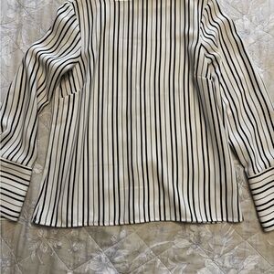 H&M Cream Blouse with Black Vertical Pinstripes